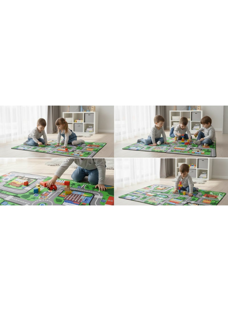 UNIKSAR Kids City Road Map Play Mat for Toddlers – Educational Soft Floor Rug with Roads, Museum, Mall & Library - Image 2